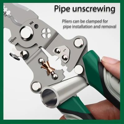 Professional All-in-1 Foldable Wire Stripper and Crimping Tool, Multifunctional Electric Cable Cutter with Plier, Twisting and Splitting Functions