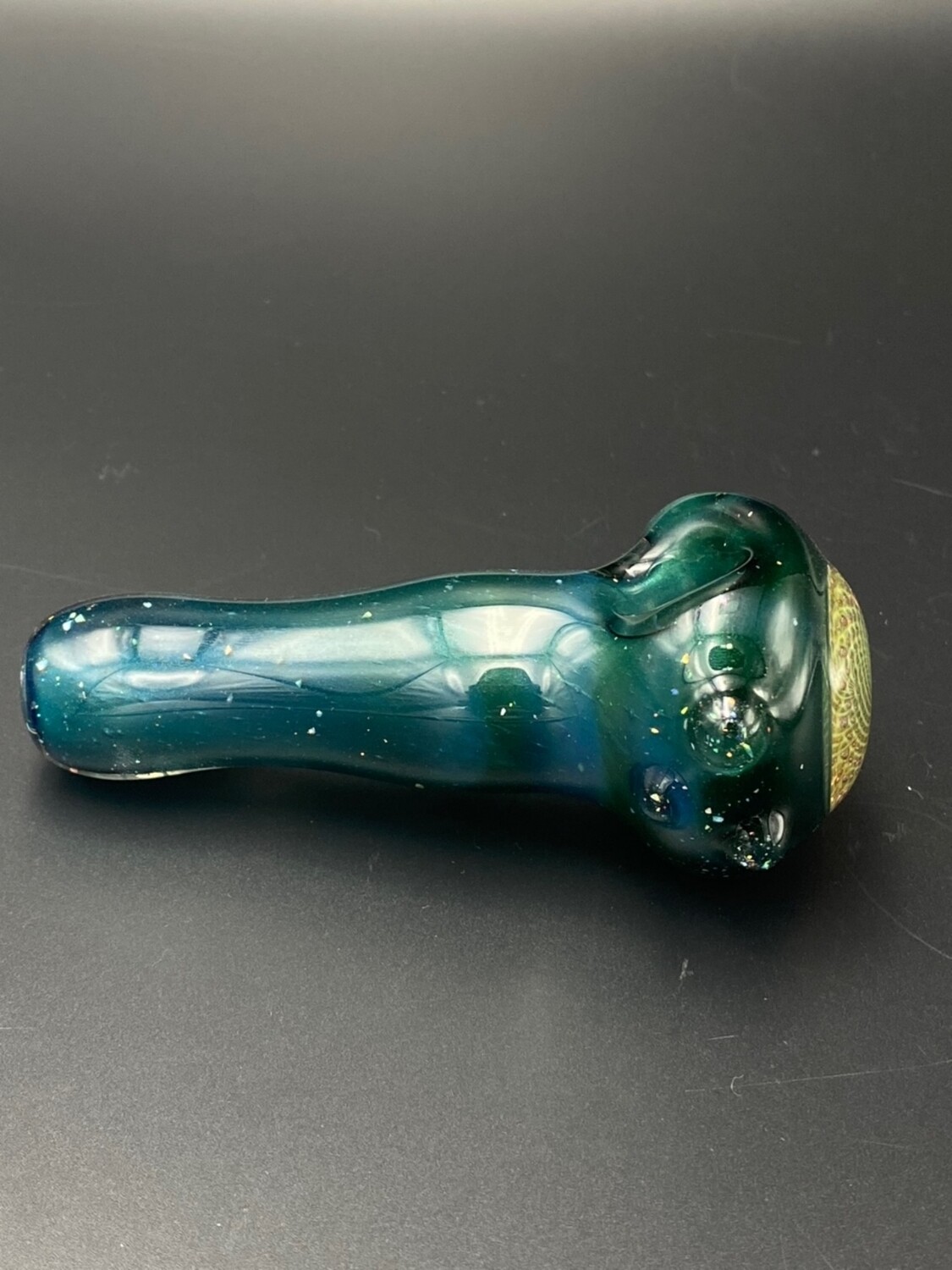 Berzerker (CO) Handpipe w/ Crushed Opal and Fumicello - Teal