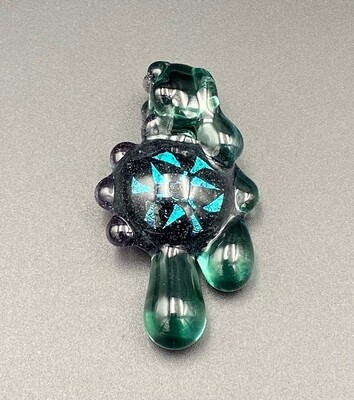 Yeff Glass (FL) Dichro Image Pendant w Drips - Green