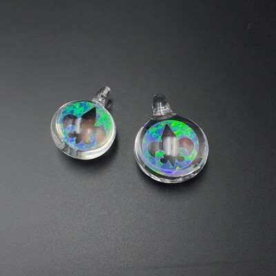 Cajun Glass (CO) Opal Pendant - Fleur De Lis Outline