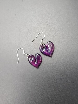 Marni (CO) Solid Heart Earring Set - Purple