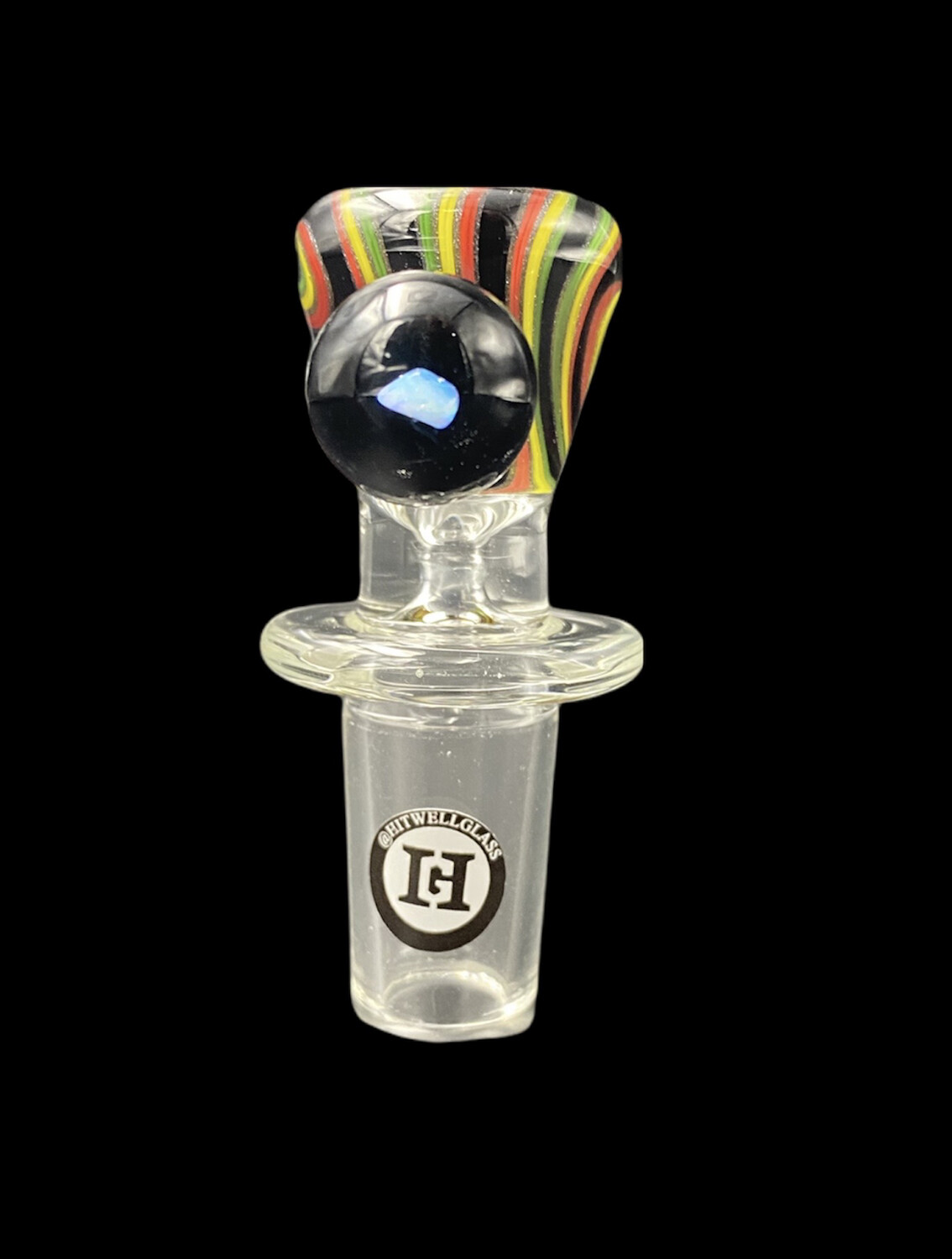 Hitwell Glass (CA) Spiral Funnel Bowl w Opal 18mm - Black Rasta