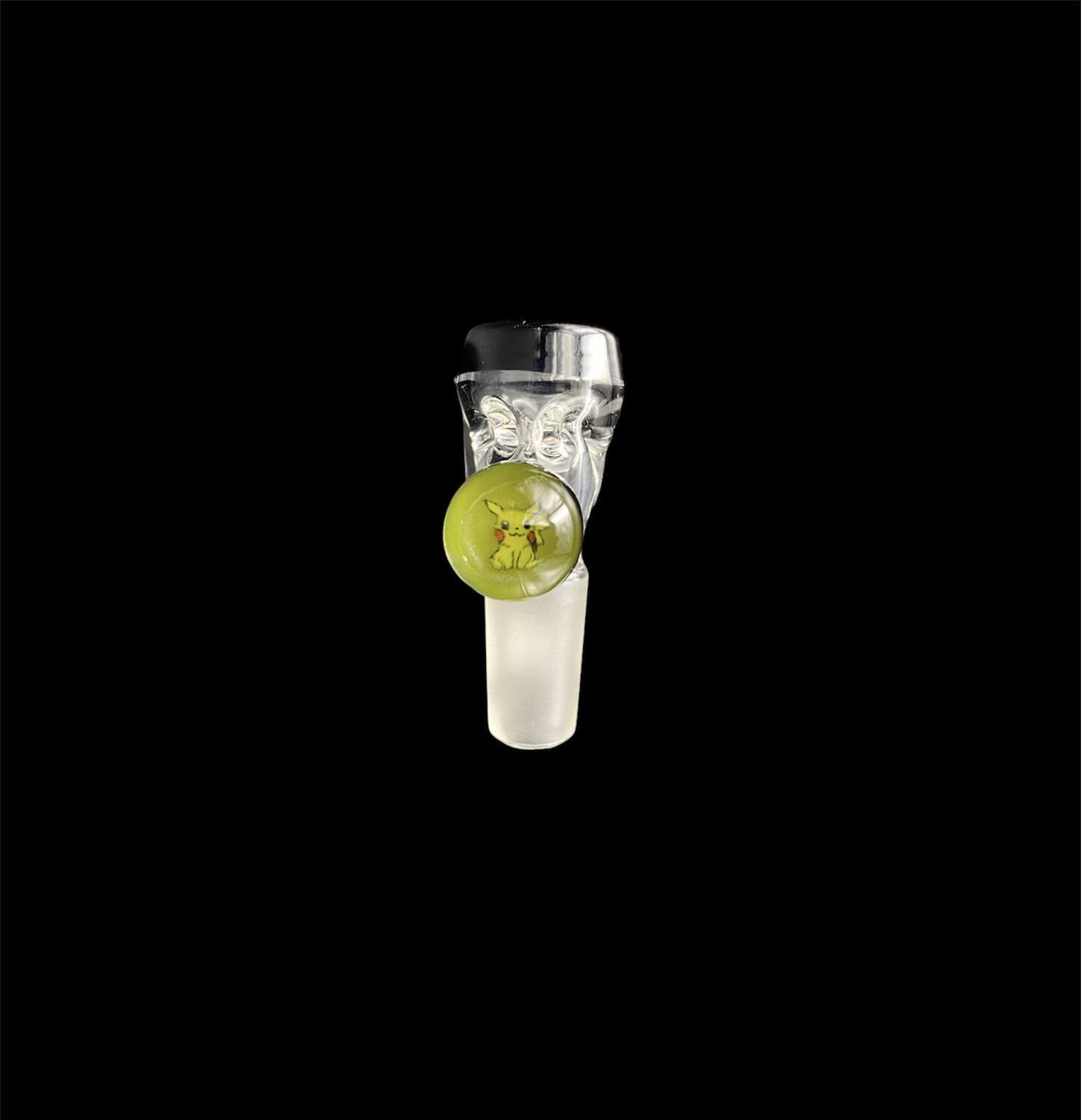 Black Tuna Glass (FL) 14mm Color Accent 5 Hole Slide - Pikachu