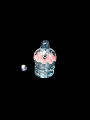 Natrix Glass Bubble Cap w. Pearl - Blue w/ Pink and White Dotstack