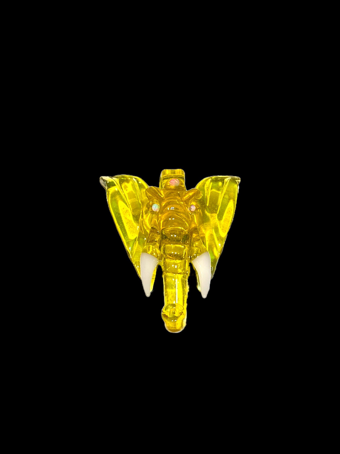 Luff Glass (FL) - Elephant Pendant Triple Opal Exp. 28 (Yellow)