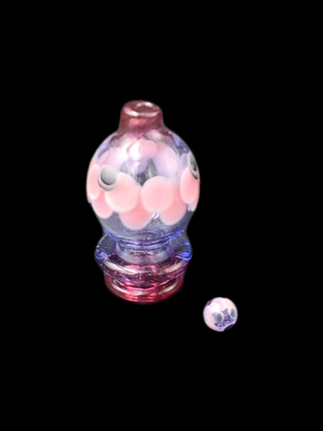 Natrix Glass Bubble Cap w. Pearl - Purple and Pink w/ Pink and White Dotstack