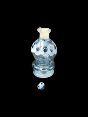 Natrix Glass Spinner Cap w. Pearl - Blue w/ White Noodle and Black, White and Blue Dotstacks
