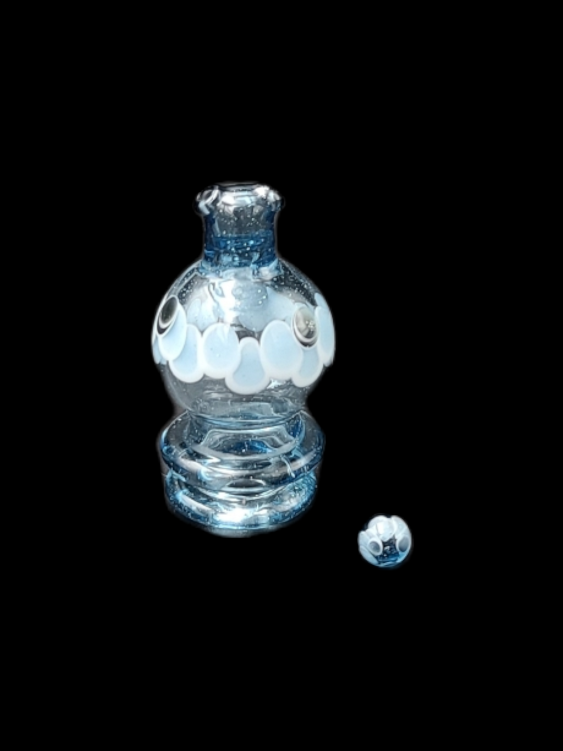 Natrix Glass Spinner Cap w. Pearl - All Blue w/ Blue and White Dotstack