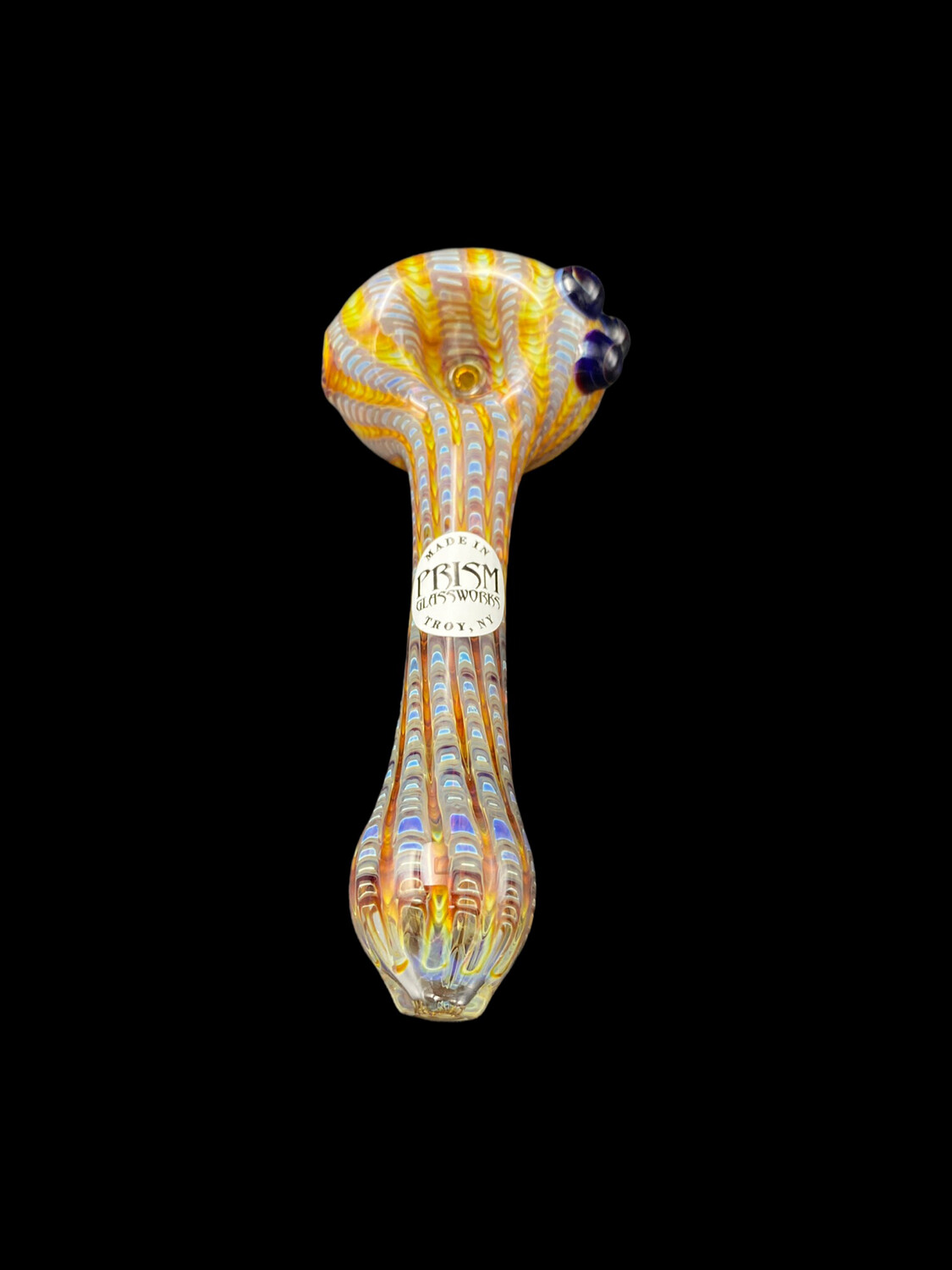 Prism Glassworks (NY) - Color Wrap and Rake Spoon - Purple & Yellow