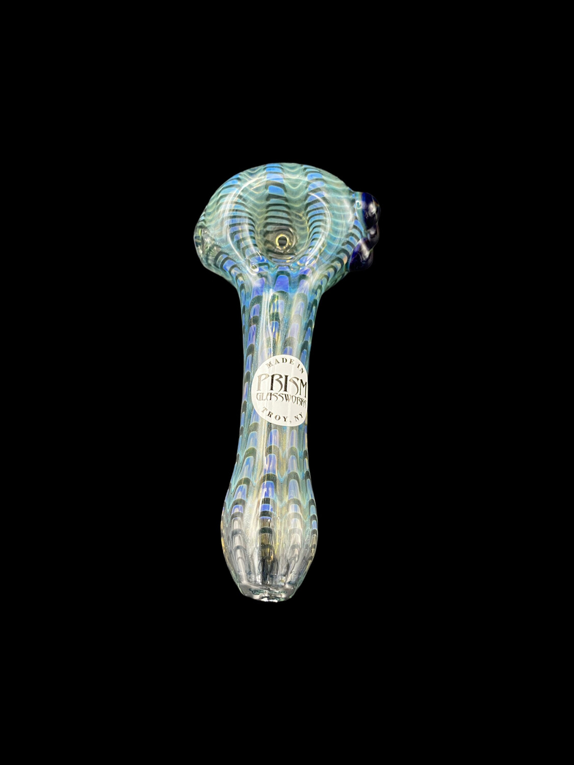 Prism Glassworks (NY) - Color Wrap and Rake Spoon - Dark Green Sparkle