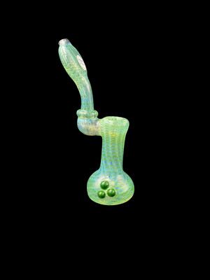 Prism Glassworks (NY) Color Wrap and Rake Stand-Up Bubbler - Green