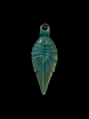 Obi Wook Glass (DE) - Light Blue Leaf w/ Opal Pendant