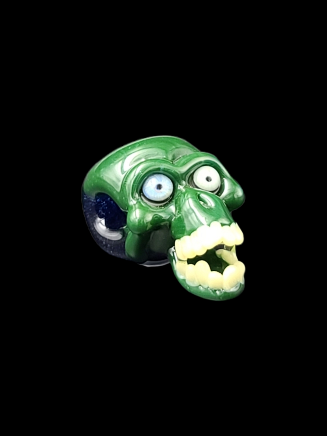 Rob George (FL) Skull Pendant w. Mille Eye - Green & Blue 