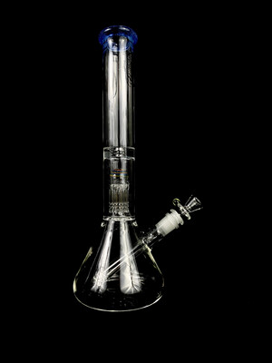 Diesel Glass (FL) - Single Tree Beaker - Blue and Rainbow Accents