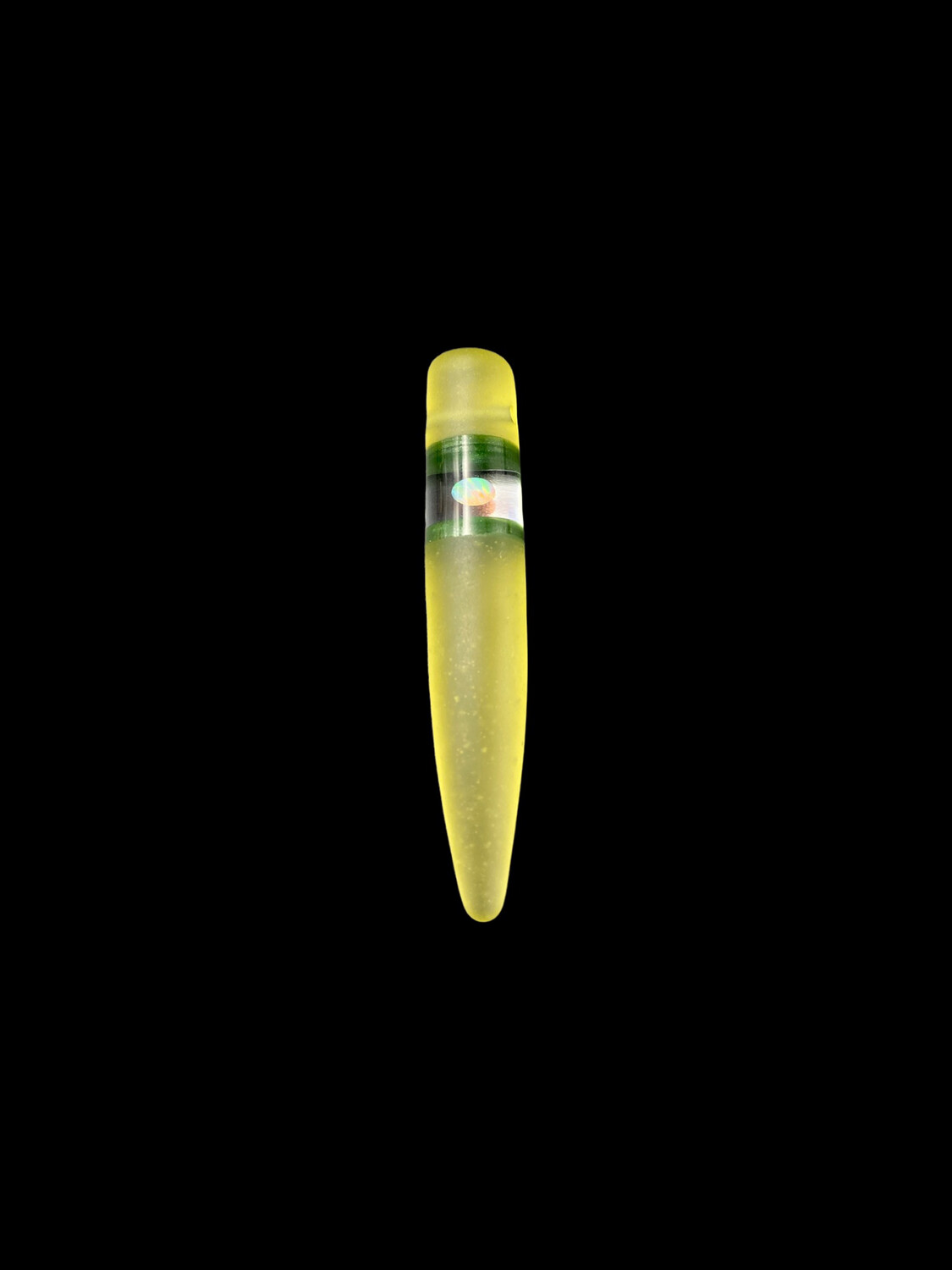 Perry Glass Studios Bullet Pendant w. Opal - Frosted Yellow w. Green Accent