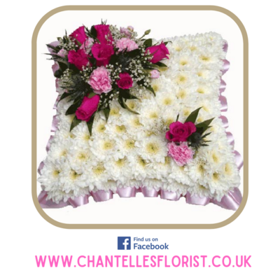 Funeral Flowers Pink & White Funeral Cushion
