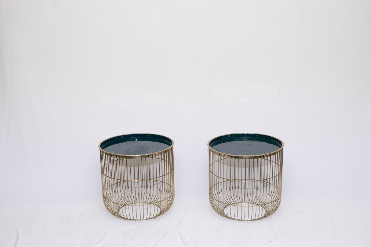 Gold & Green Bird Cage End Table - Set Of 2