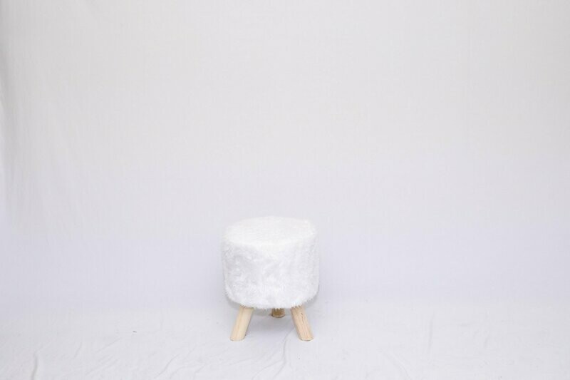 White Faux Fur Ottoman