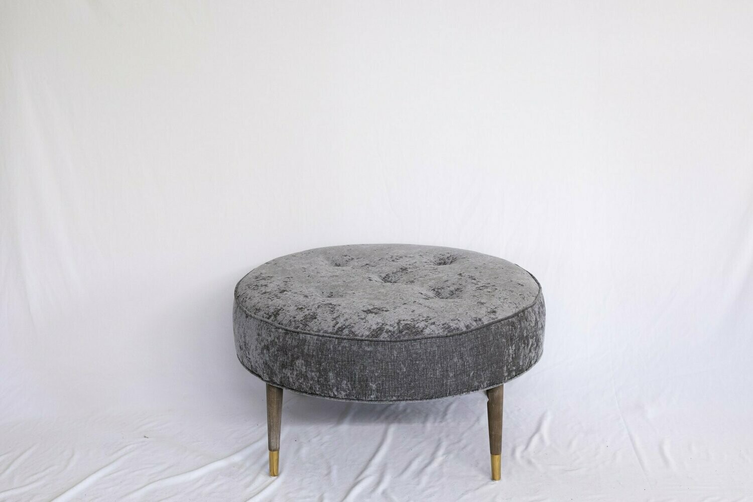 Grey Velvet Ottoman