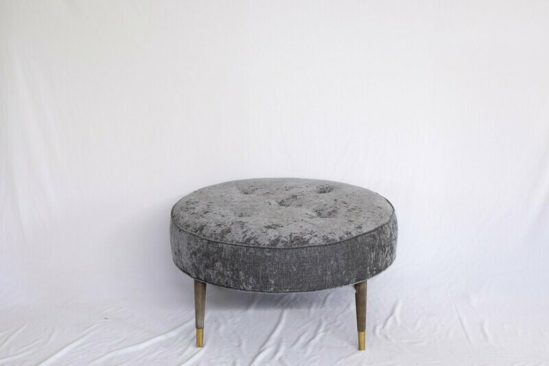 Grey Velvet Ottoman