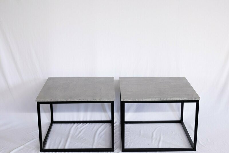 Faux Marble End Table - Set Of 2