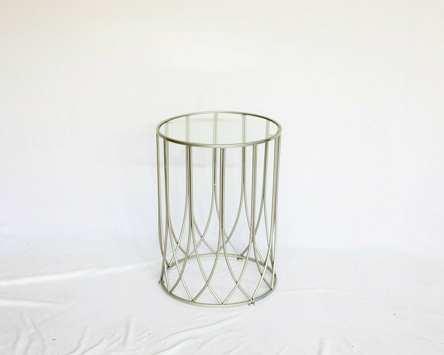 Single Brushed Nickle & Glass End Table