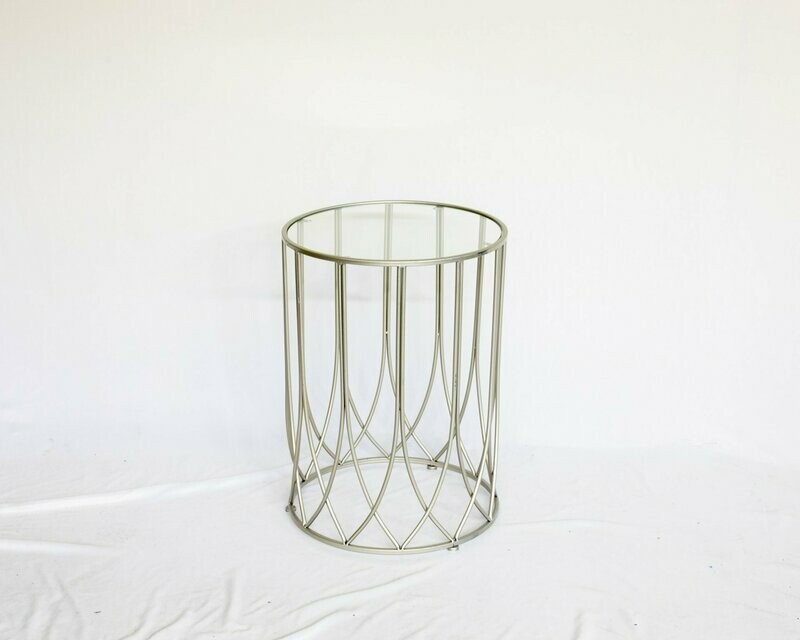 Single Brushed Nickle & Glass End Table