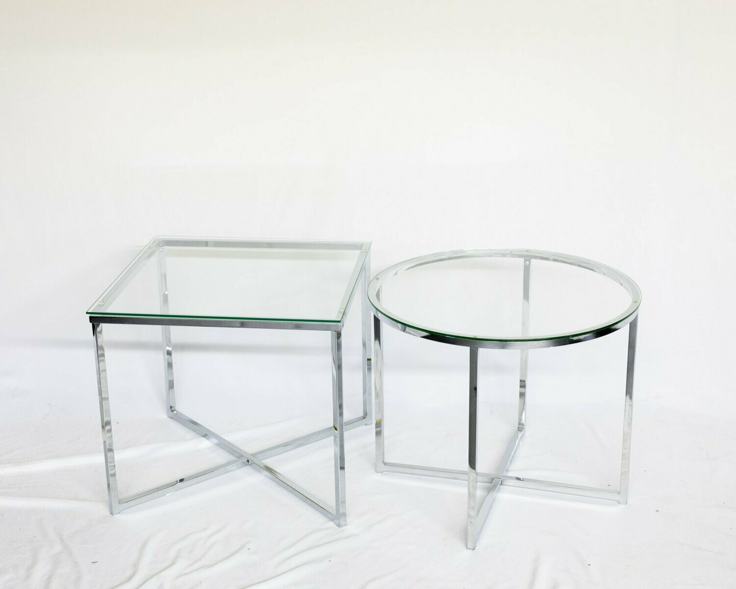 Glass Circle & Square End Table - Set Of 2