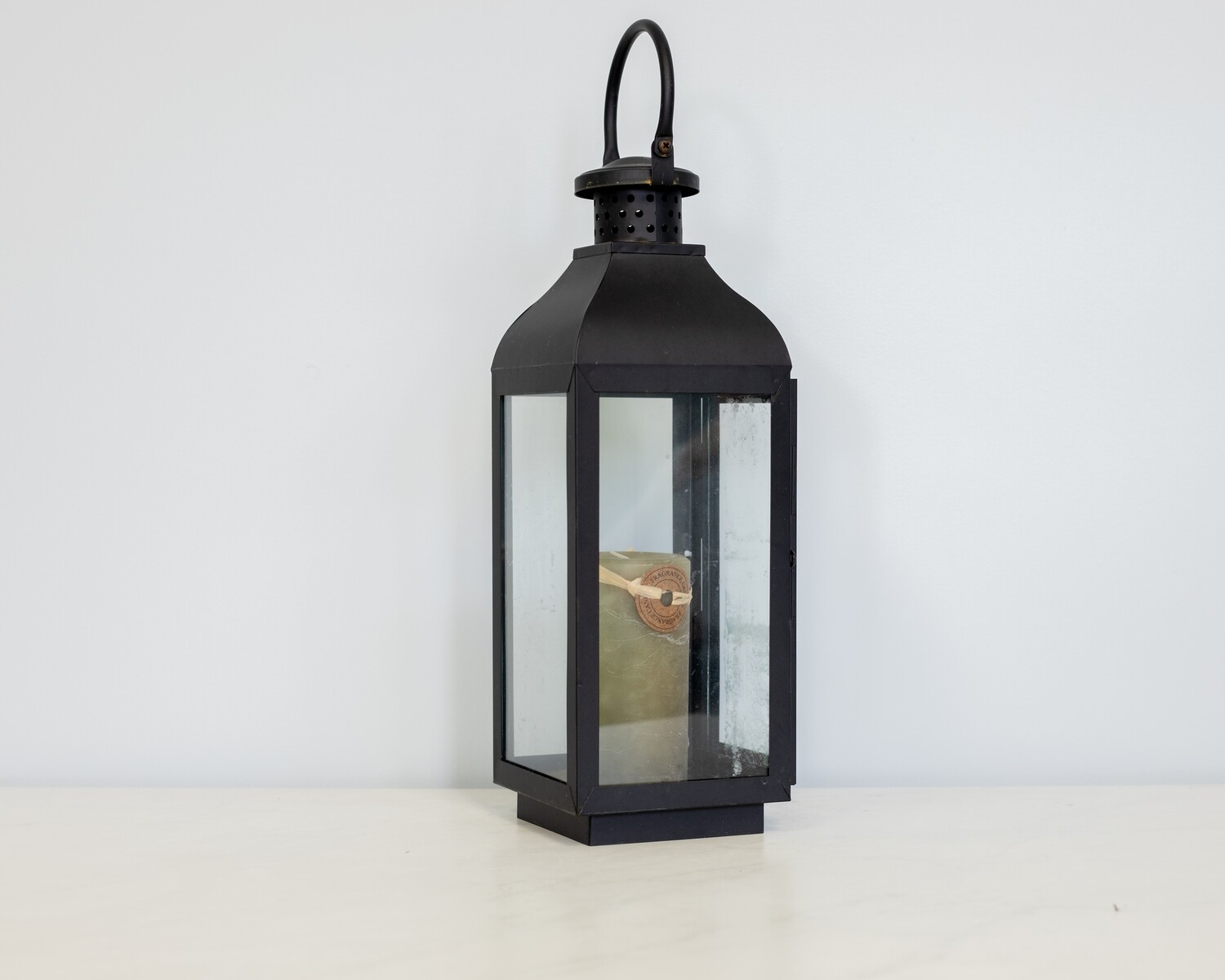 Black Metal & Glass Lantern