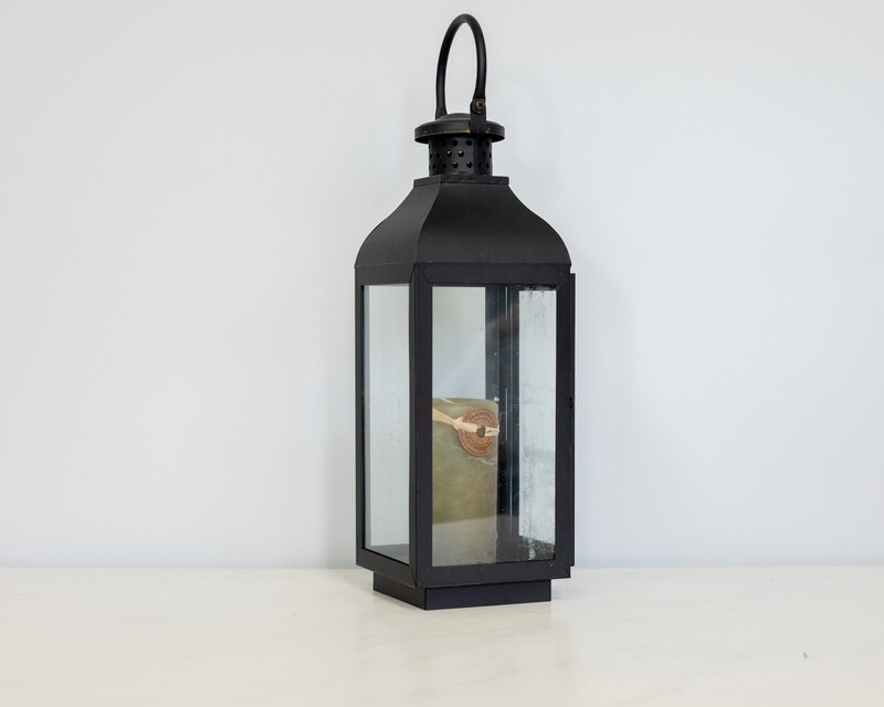 Black Metal & Glass Lantern