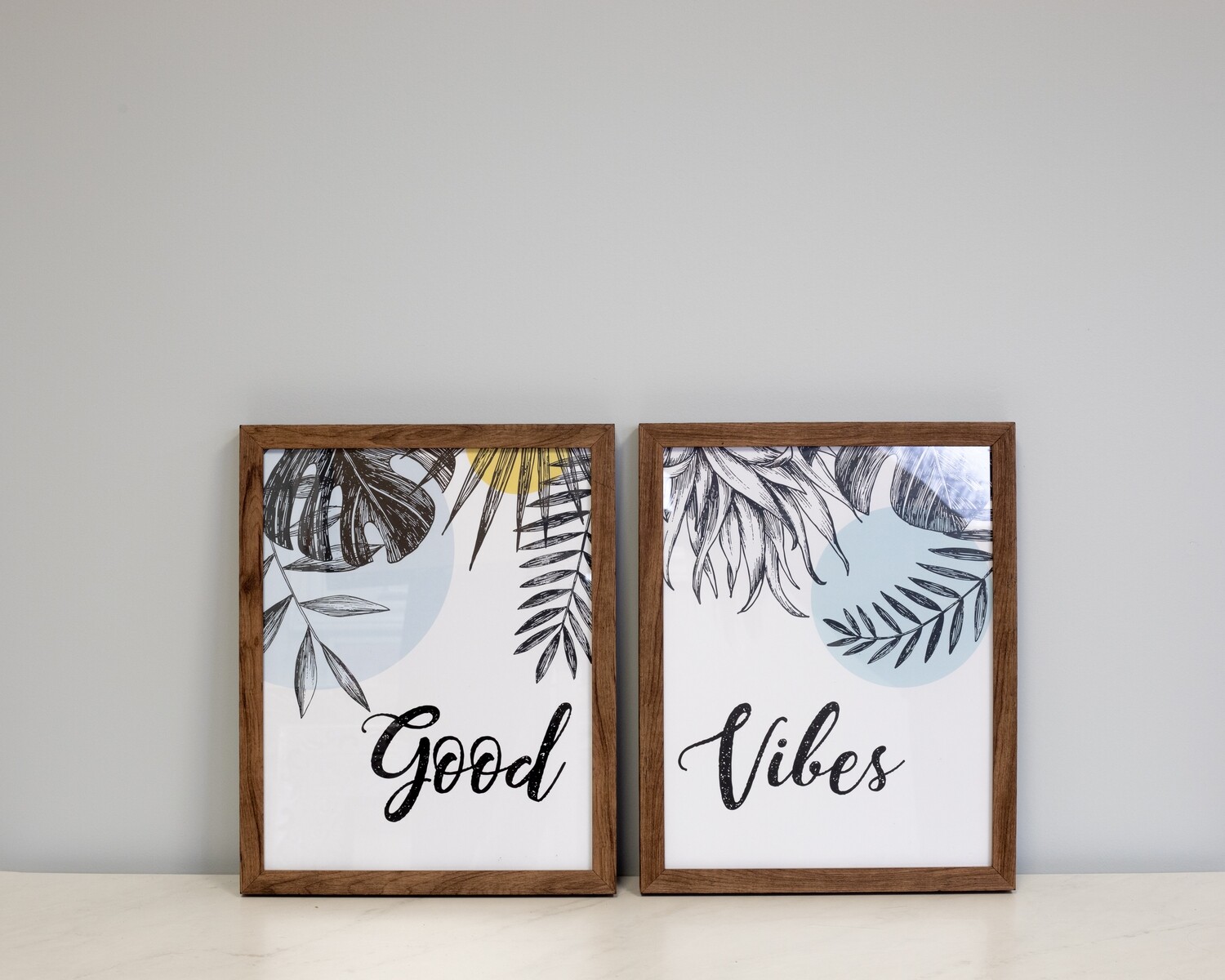 Good Vibes Tropical Leaf Print - Set Of 2