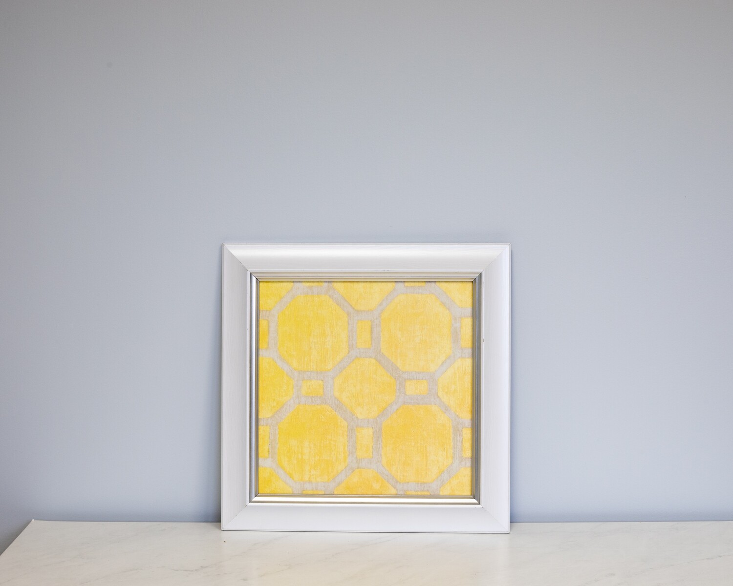 Yellow & Silver Geometric Print