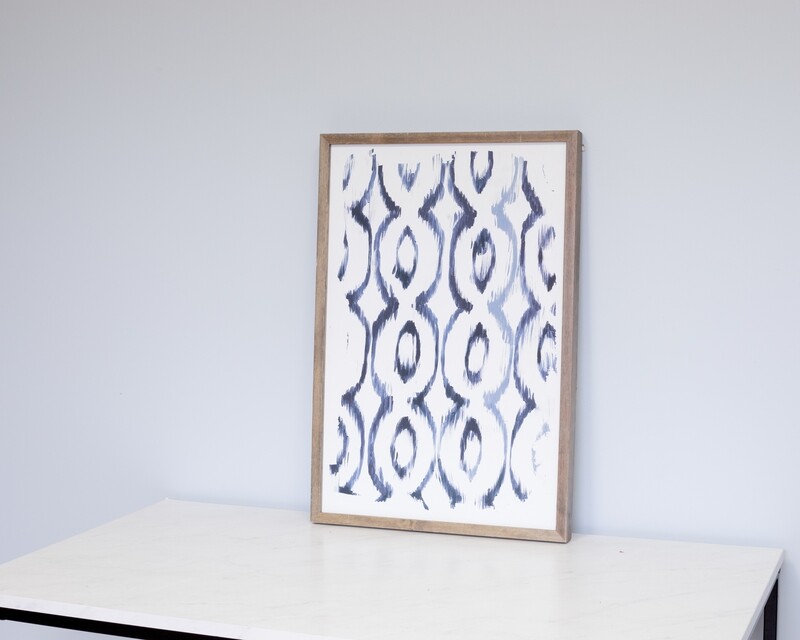 Blue & White Braid Print w/ Wood Frame