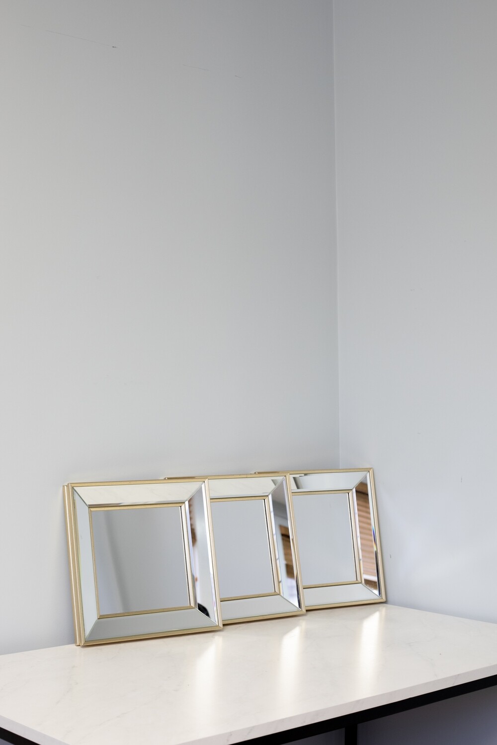 Gold Beveled Frame Mirror - Set Of 3