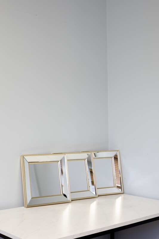 Gold Beveled Frame Mirror - Set Of 3