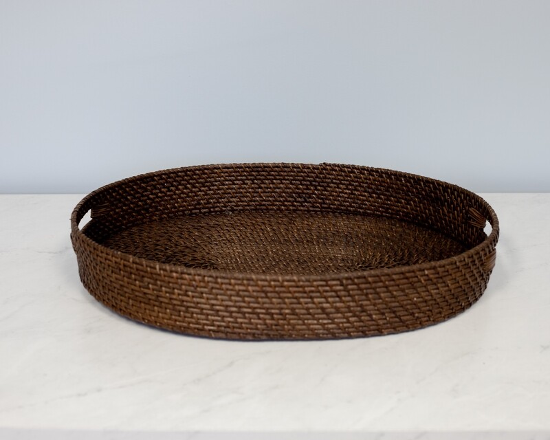Rich Brown Wicker Tray