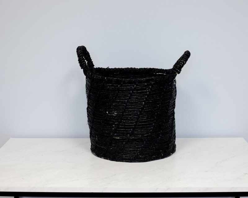 Black Wicker Floor Basket