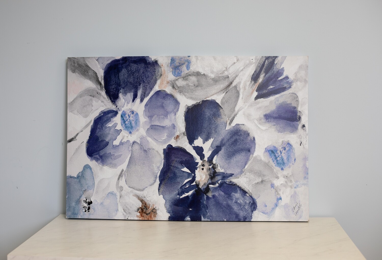 Deep Blues Flower Canvas