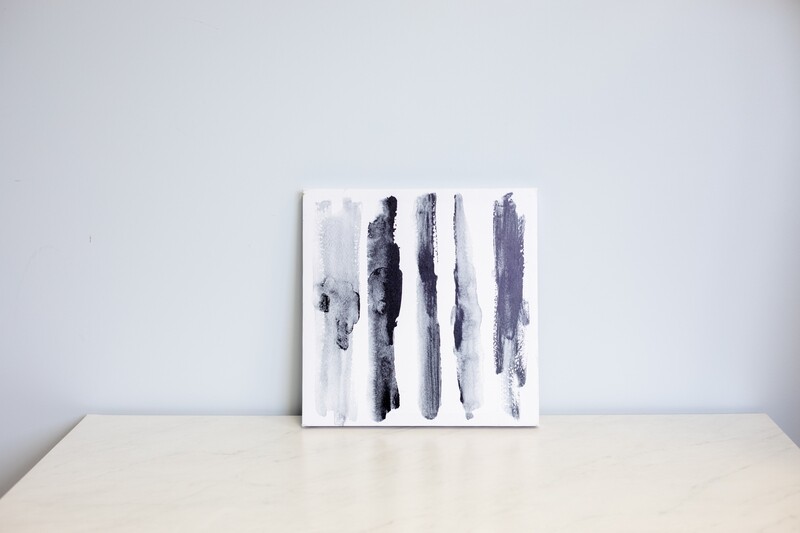 Black & Grey Smudge Lines Canvas