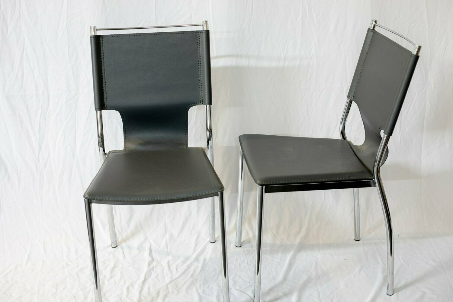 Trendy Grey & Chrome Dining Chairs - Set Of 4