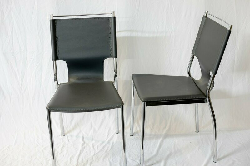 Trendy Grey & Chrome Dining Chairs - Set Of 4
