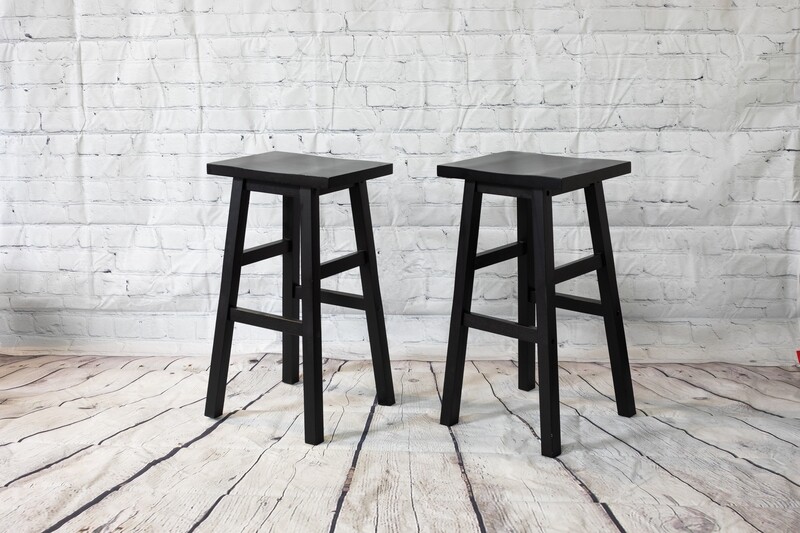 Black Wooden COUNTER Stool - Set of 2