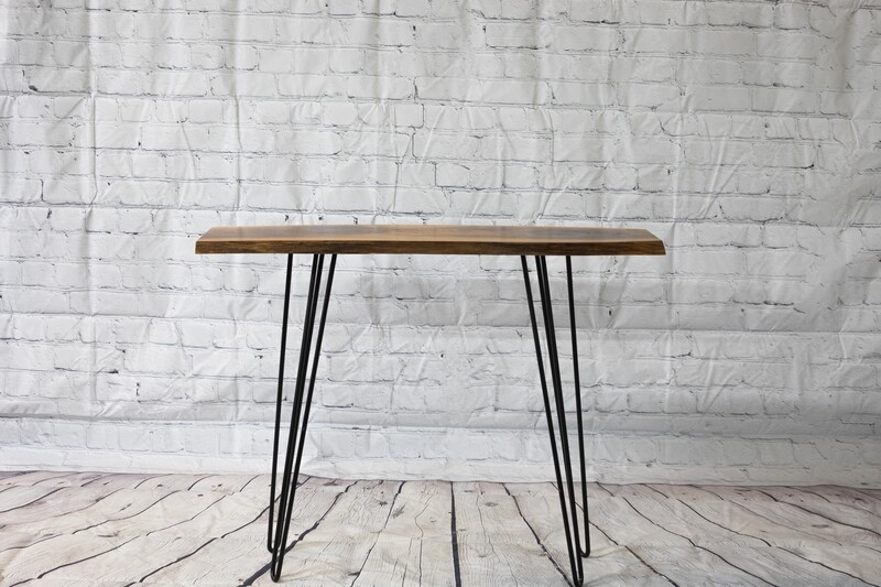 Live Edge Hairpin Leg Console Table