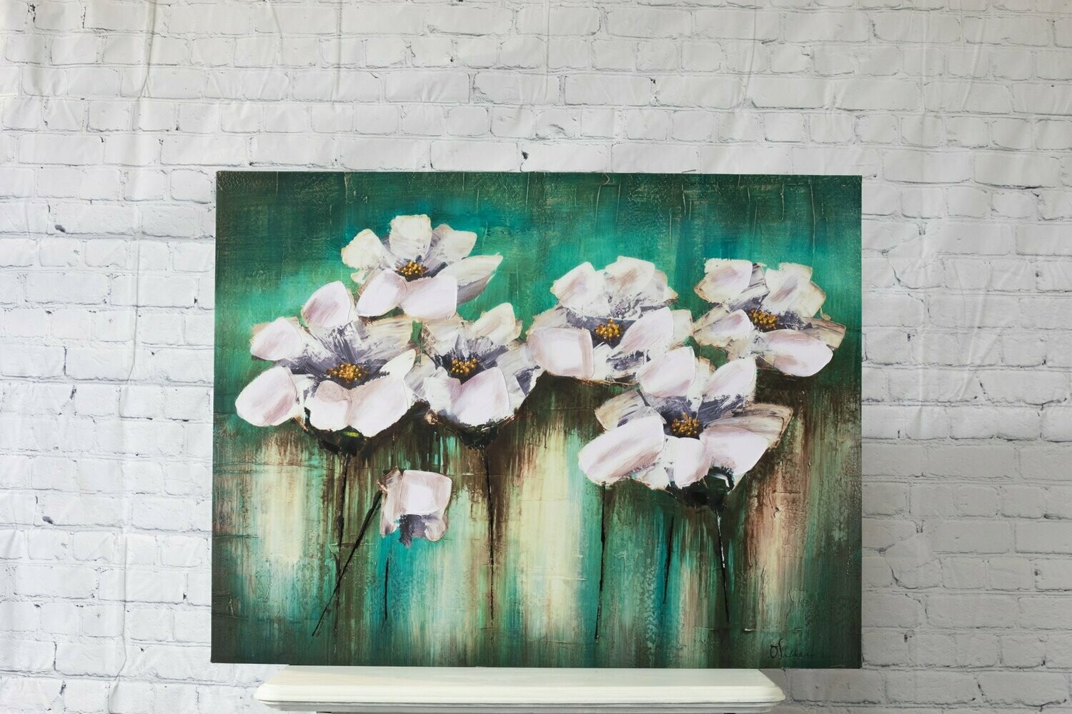 Emerald Green Flower Canvas