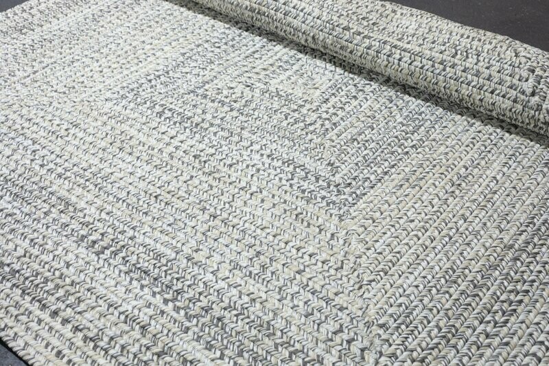 Grey, White & Beige Braided Rug 6x6