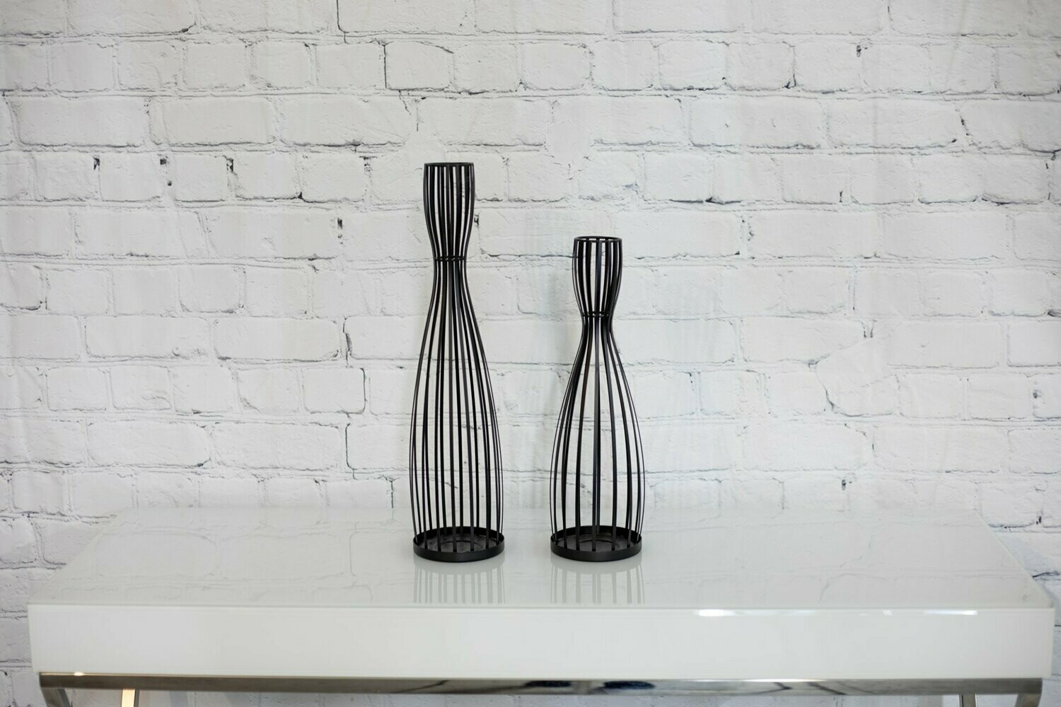 Black Metal Candleholder - Set Of 2