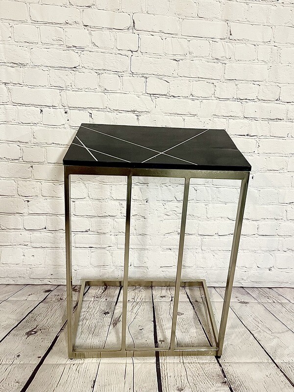 Single Deep Blue & Chrome End Table