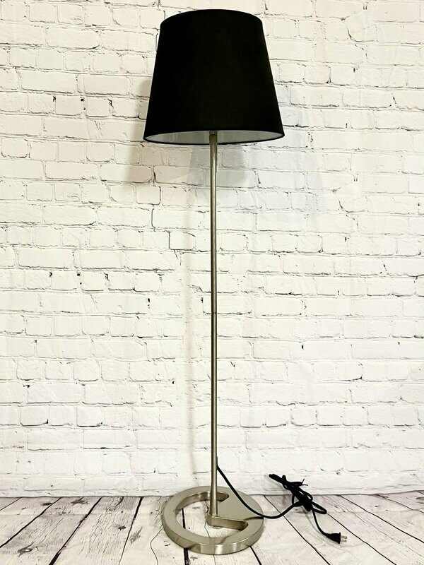 Brushed Silver & Black Floor Lamp