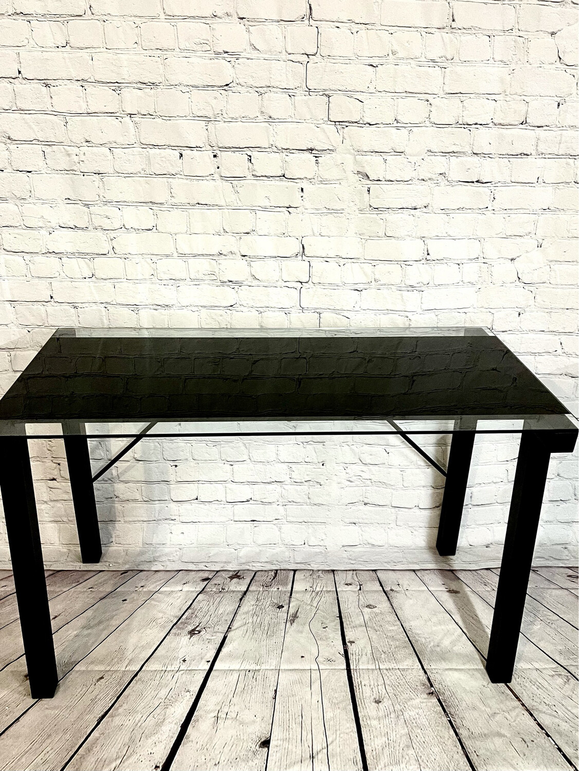 Black Metal Glass Top Desk