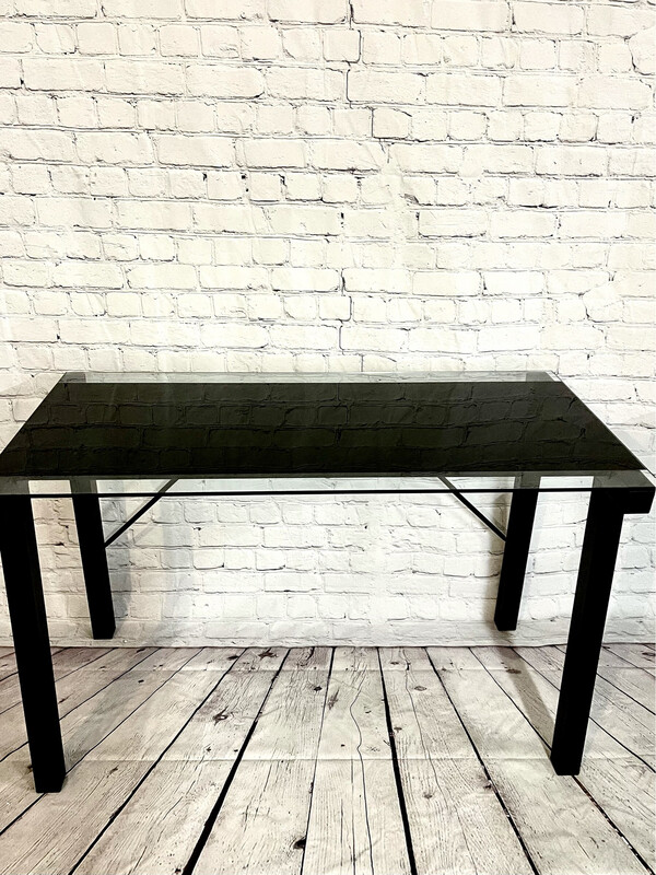 Black Metal Glass Top Desk